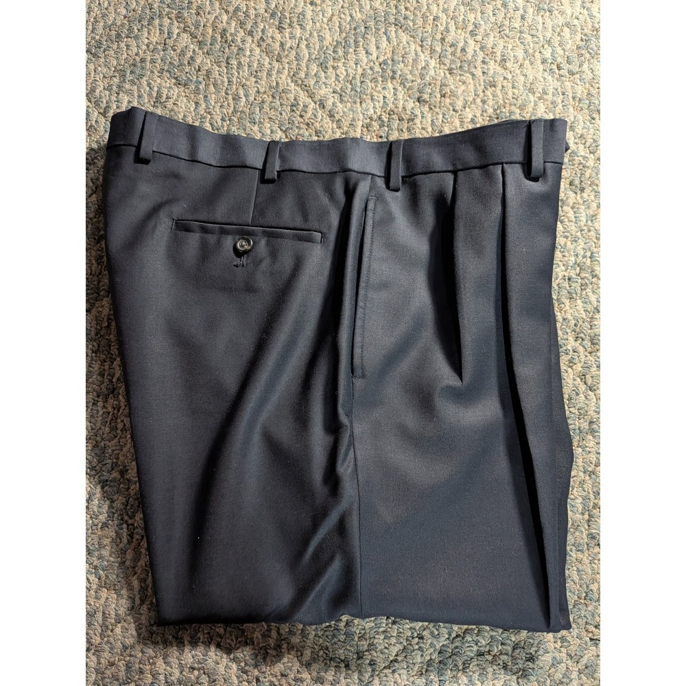 Lauren Ralph Lauren Mens Navy Wool Cashmere Pleated Cuffed Dress Pants 37x31